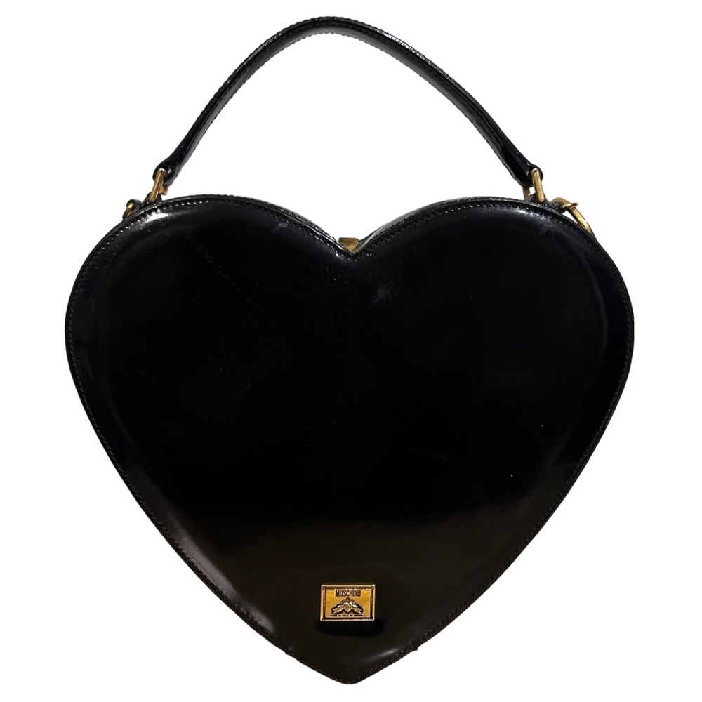 Moschino Vintage Redwall Rare Black Leather Heart Bag The Nanny